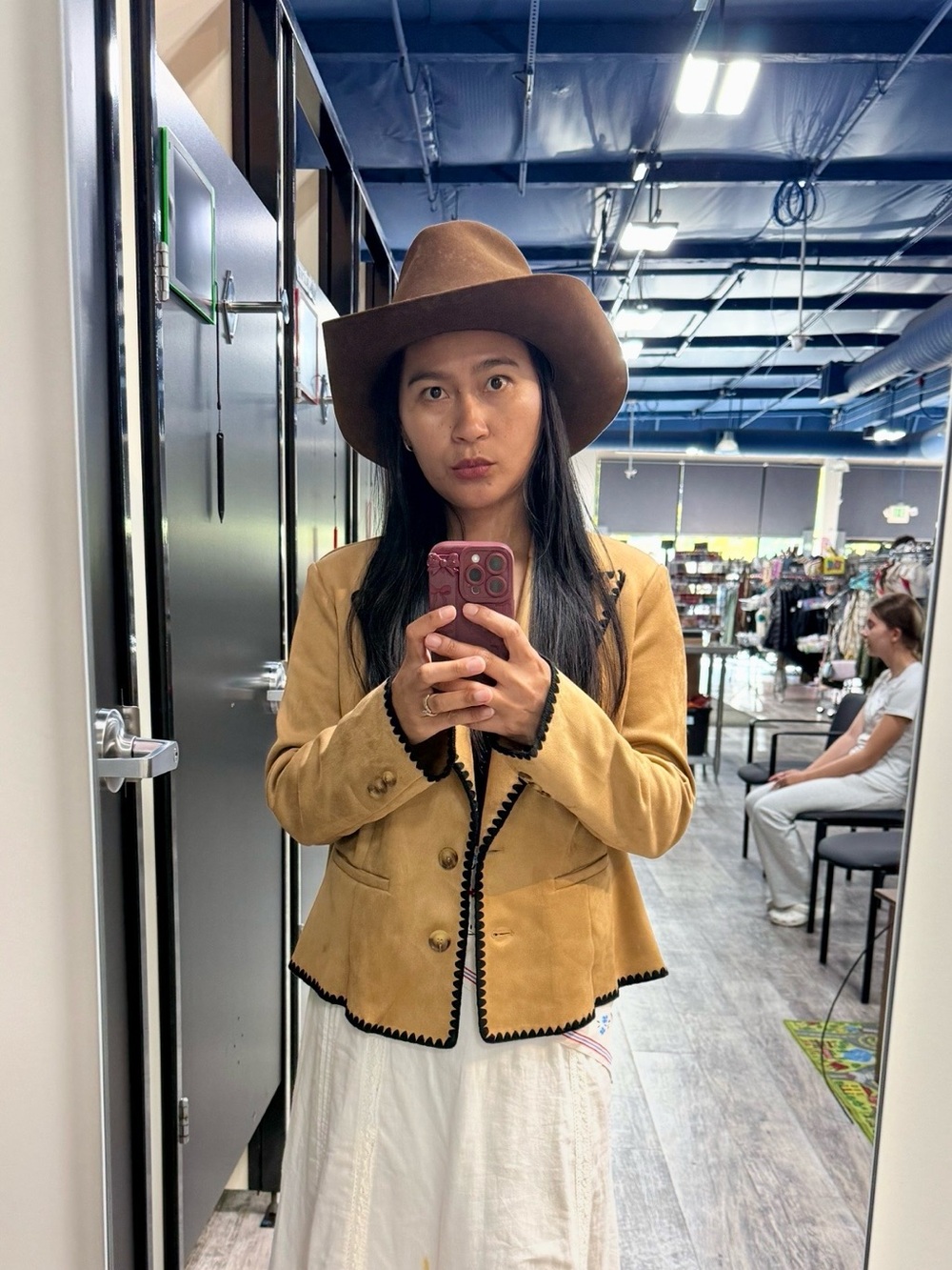 Joie Tan Suede Blazer with Black Trim